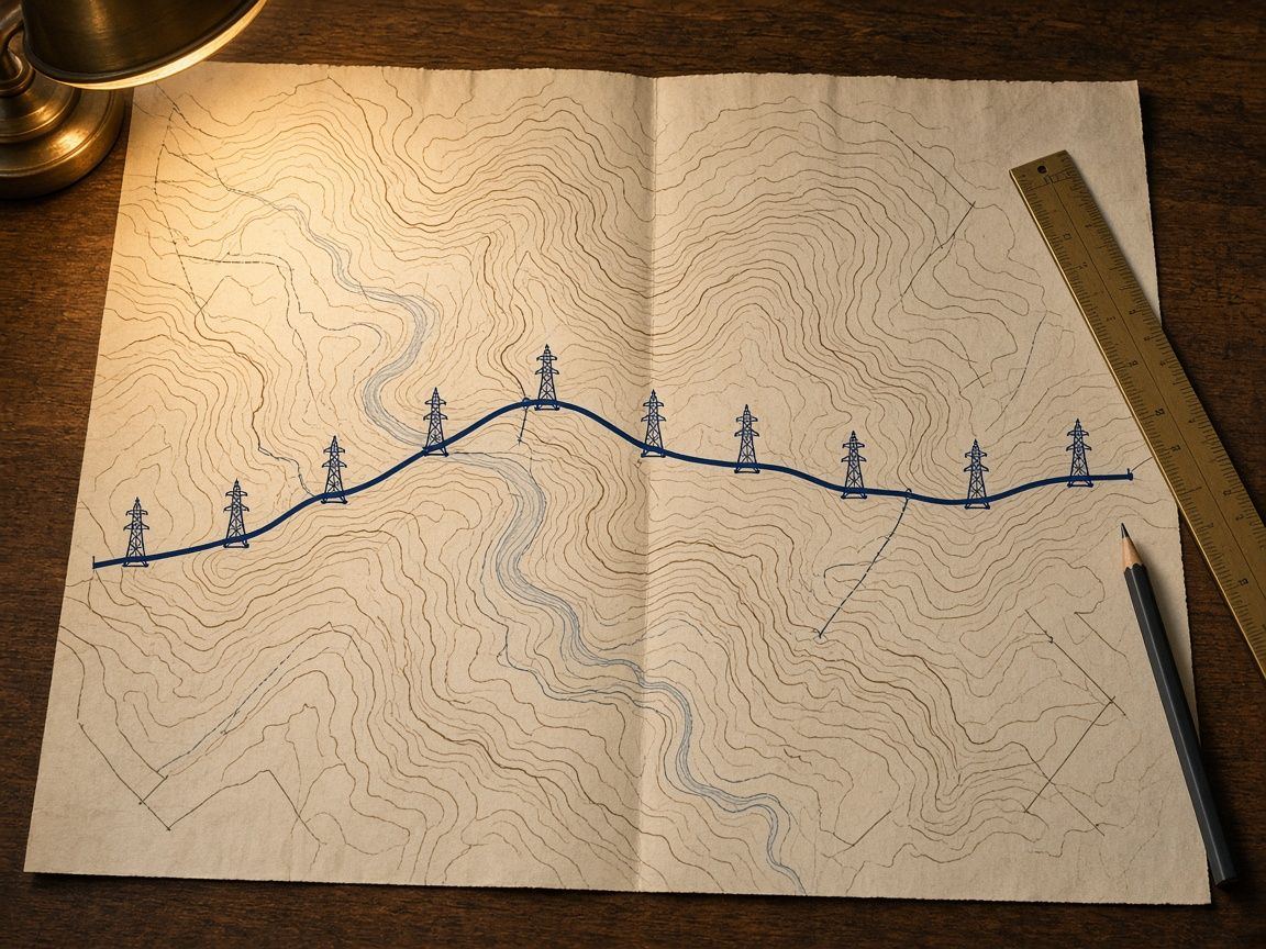 Plat map and survey documents on a table